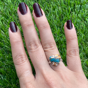 Heart Shape Spiny Oyster <b>Ring</b> 925 Sterling Silver Copper <b>Turquoise</b> Gemstone <b>Ring</b> For Her - Product Image 3