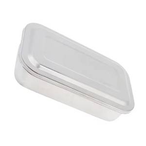 Conteneur de stockage alimentaire en acier inoxydable rectangulaire avec couvercle finition argentée - Product Image 2