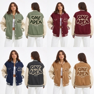 Custom Women’s Red <b>letterman</b> <b>Jacket</b> Oversized <b>Letterman</b> Bomber <b>Jacket</b> With Embroidery Streetwear - Product Image 5