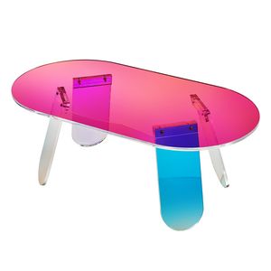 Iridescent Acrylic Coffee Table 13.8 Inch High Colorful <b>Side</b> Table for Drinks & Snacks Dazzling End Table - Product Image 6