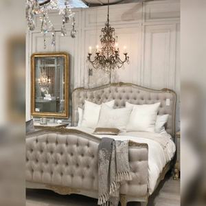 Lit king-size en bois massif sculpté à la main avec cadre et pied de lit, mobilier de chambre de luxe fait main de qualité supérieure - Product Image 6