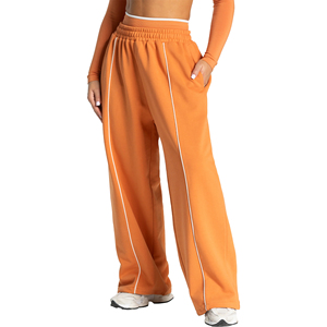 Pantalon de jogging décontracté pour femme, taille mi-haute, coupe ample, jambe large, en molleton 100% coton, motif peint, hiver, ODM, streetwear, gym, détente - Product Image 1