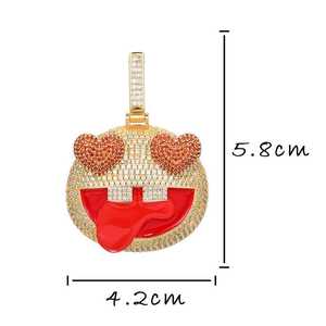Colgante de Moissanita Multicolor con Cara de Emoji Adorable, Plata 925 con Baño de Oro Amarillo, Joyería Fina para Fiesta Hip Hop, Colgantes y Dijes - Product Image 4