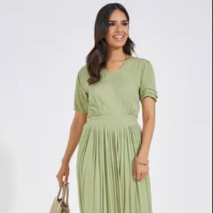 เดรสยาวผู้หญิงสไตล์วินเทจสั่งทำพิเศษสำหรับฤดูร้อน แขนยาว/แขนสั้น คอวี ไซส์ใหญ่ ปักลายผ้าฝ้าย - Product Image 1