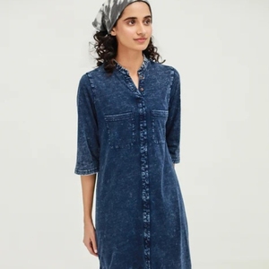 Kurta de mezclilla para niñas y mujeres, estilo americano retro, kurta informal holgada de corte recto para otoño, para niñas en 2026 - Product Image 2