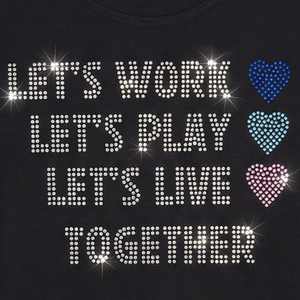 T-shirt graphique en strass pour femmes, avec citation inspirante, col rond, manches courtes, vêtements décontractés à la mode pour tous les jours - Product Image 2