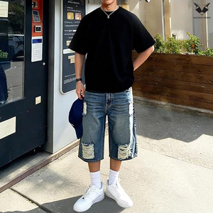 Shorts en jean baggy pour hommes, double épaisseur, renforcés, coupe ample, avec logo personnalisé, du fabricant de premier plan - Product Image 4