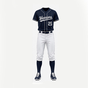 Conjunto de Uniforme de Béisbol Warriors para Hombre, Azul Marino y Blanco, Transpirable, Corte Regular, para Todas las Temporadas, Jersey y Pantalones Bordados - Product Image 3