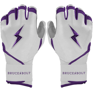 Gants de frappe de baseball en cuir premium personnalisables pour droitier, avec fermeture Velcro, design ergonomique, violet métallisé - Product Image 4