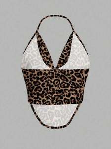 Top de tirantes finos con estampado de guepardo a la moda para mujer, estilo sexy sin mangas, ideal para primavera y verano, personalizable para discoteca. - Product Image 4