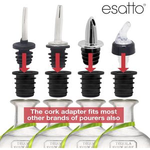 Paquete de 2 Vertedores de Botellas Cromados Clásicos, 4 Accesorios para Vertedores de Licor, para Alcohol, Aceite de Oliva, Máquinas Dispensadoras para Bartenders - Product Image 2