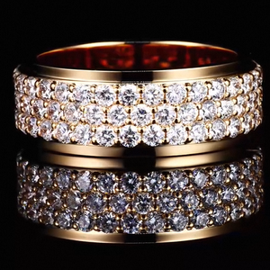 Luxury Unisex Eternity Band <b>Ring</b> 18K Solid <b>Gold</b> 18K <b>Gold</b> Plated Brilliant Cut Natural Stone Prong Setting <b>Cocktail</b> <b>Ring</b> - Product Image 1