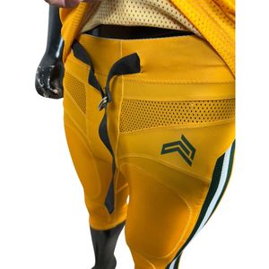 Ensemble de maillots de football américain personnalisés pour hommes, jaune et vert, sublimés, en mesh ajusté, manches courtes, anti-transpiration, uniforme 320 grammes - Product Image 4