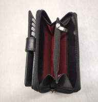 Dompet Wanita Panjang Kulit Asli Halus Full Grain, Tempat Koin, Tempat Kartu, Anti RFID, Dompet Mewah dengan Ritsleting dan Kancing Penutup