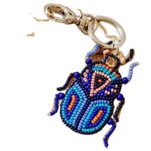 Breloque de sac et porte-clés fait main, style preppy, avec broderie de perles de rocaille vert foncé et fermoir en métal doré, cadeau personnalisé - Product Image 2