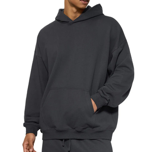 Sweat à capuche décontracté en molleton 100 % polyester personnalisé, impression en relief, fournisseur OEM, motif uni tricoté 460g - Product Image 2