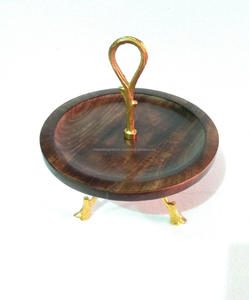 Cuencos articulados de madera, diseño de mango de aluminio, vajilla caddy, serveware, caddy de madera con asas de metal - Product Image 2