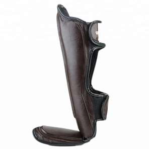 Protège-tibias en cuir de vachette PU personnalisés pour le kick-boxing avec impression de logo sur mesure – Protection fonctionnelle - Product Image 3