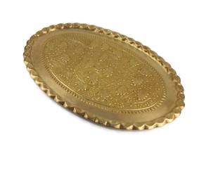 Bandeja Ovalada de Latón Hecha a Mano al por Mayor, Diseño Vintage, Arte Islámico, Plato Decorativo de Metal para Servir con Caligrafía Árabe - Product Image 1