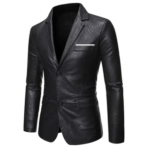 <b>long</b>-sleeved stand-up collar faux <b>leather</b> fleece lining men <b>jacket</b> 2026 - Product Image 2