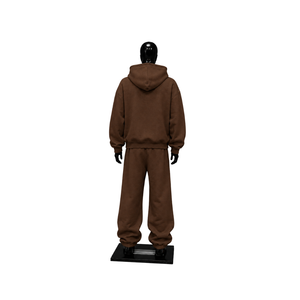 Brown Oversized Tracksuit Unisex Plain Pullover Hoodie Jogger Pants Set Loose Fit Casual Streetwear <b>Winter</b> Lounge <b>Wear</b> Casual - Product Image 2