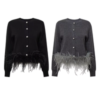 Cardigan décontracté en cachemire jacquard tricoté respirant pour femme, col rond, manches longues, couleur unie, fermeture à points ouverts, élégant