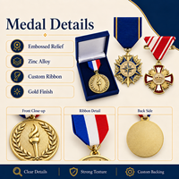 Médaille d'honneur en métal plaqué personnalisée de haute qualité, vente en gros d'usine, pas cher, avec ruban court, impression UV, souvenir