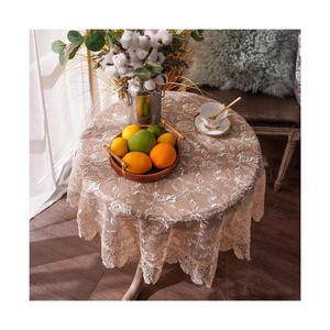 Fashionable New Transparent Embroidered Rese Gold Colour Beautiful Hand Made 100% Organic Cotton Fabric Table Clothes on Sale - Product Image 1