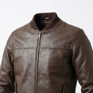 Nouvelles vestes en cuir de couleur unie pour hommes, col montant, style motard, avec détails diamantés - Product Image 3