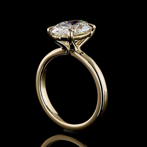 Bague de fiançailles minimaliste en or jaune 14 carats avec diamant de laboratoire ovale de 5 carats certifié IGI, solitaire, bijoux fins, vente en gros - Product Image 2