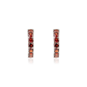 Pendientes de Aro Finos de Plata de Ley 925 con Granate de Corte Redondo 100% Auténtico, Joyería de Piedra de Nacimiento de Enero, Más Vendidos - Product Image 1