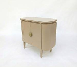 Armoire de rangement moderne en MDF de chêne avec côtés incurvés et console arrondie, buffet compact, couleur beige écologique - Product Image 3