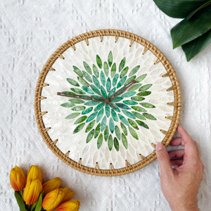 Statement wall <b>clock</b> eco friendly rattan <b>clocks</b> decor centerpieces for restaurant hotel resort - Product Image 3