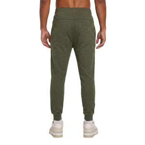Pantalones de Lona Verde Oliva para Hombre, Corte Regular, de Poliéster y Algodón de Peso Medio, Cintura Elástica con Cordón, Estilo Casual, con Bolsillos Laterales - Product Image 4