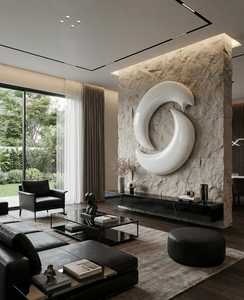 Decoración de Pared de Resina Hecha a Mano con Forma de Media Luna, Diseño Geométrico Abstracto Irregular Contemporáneo, Paquete de Varias Piezas por UO INDIA - Product Image 2