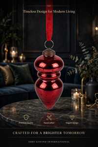 Ornement en verre fait main en forme de cône de pin, texture litchi or rose, décoration suspendue pour arbre, décoration de festival - Product Image 2