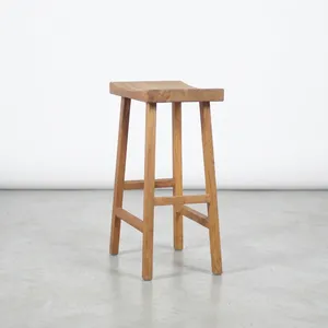 Modern Teak Wood <b>Bar</b> <b>Stool</b> Rectangle Minimalist Design Durable Home <b>Bar</b> Furniture - Product Image 4