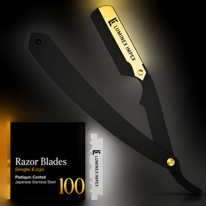 Navaja de Afeitar Recta Vintage Luminex Impex con Mango de Concha de Abulón y Acero al Carbono, Lista para Usar en Barberías y Salones - Product Image 1