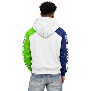 Sweat-shirt à capuche zippé pour homme, manches raglan, imprimé, logo frontal, tissu tricoté, streetwear, hiver, anti-humidité - Product Image 3