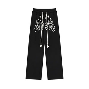 <b>Men's</b> Cotton <b>Thermal</b> Lined Midweight Sweatpants Drawstring Elastic Waist Letter Print Loose Straight Leg Casual Pants - Product Image 2