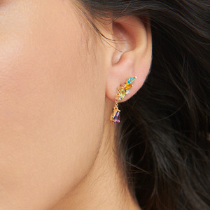 เครื่องประดับหรูหรา Vaayu Jewels ต่างหูแบบห่วงทอง 10K/14K/18K เงิน 925/935 ประดับพลอยแอมเมทิสต์ทรงลูกแพร์ ชุบโรเดียม ตัวเรือนแบบกรงเล็บ สำหรับผู้หญิง - Product Image 2
