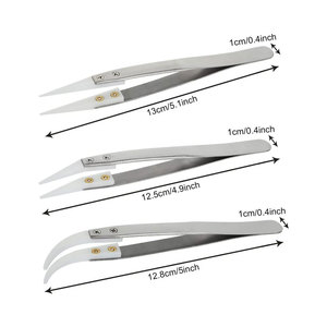 Lot de 6 pinces à souder inversées en céramique de précision de qualité industrielle, en acier inoxydable, à pointes incurvées - Personnalisable OEM - Product Image 3