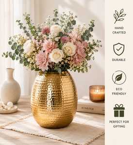 Pot de fleurs moderne en fer plaqué or avec fonction suspendue, style glamour, vase d'intérieur pour utilisation sur bureau - Product Image 5