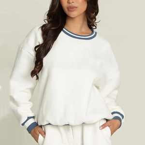 Sudadera Personalizada con Puños a Rayas, 100% Algodón Terry, Cuello Redondo, Oversize para Mujer, Sudadera de Felpa Maanify 2026 - Product Image 5