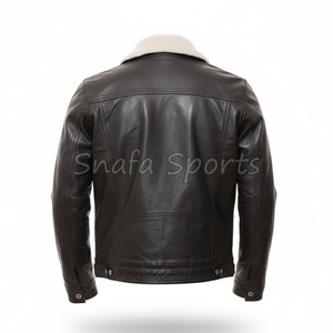 Veste en cuir véritable noir de qualité supérieure pour hommes, style bomber vintage, pour motards et vestes en cuir décontractées d'hiver - Product Image 2