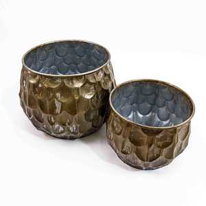 Hammered Iron Modern Flower Pot Planter Decorative Plant Container <b>Textured</b> <b>Powder</b> Coated Bowl for Indoor/Outdoor Home Decor - Product Image 1