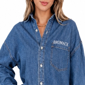 Camisa vaquera para mujer, estilo oversize, con botones, informal, diseño de ajuste relajado, holgada, para uso diario - Product Image 6