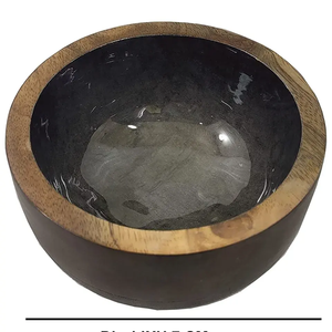 Bol de service en bois d'acacia de style moderne pour la décoration de mariage, vaisselle domestique, bol à salade en résine et bois, bols polis pour la table - Product Image 4