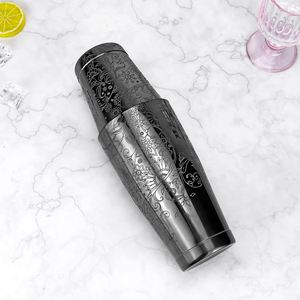 Coctelera Boston de Acero Inoxidable con Grabado Floral, Apta para Lavavajillas, 28/18oz 850/550ml, para Martini, Vino y Cócteles - Product Image 2