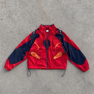 Men's Color Block <b>Techwear</b> Bomber <b>Jacket</b>-Y2K Streetwear Panelled Windbreaker Retro Gorpcore Outdoor Spring Thin Stand - Product Image 1